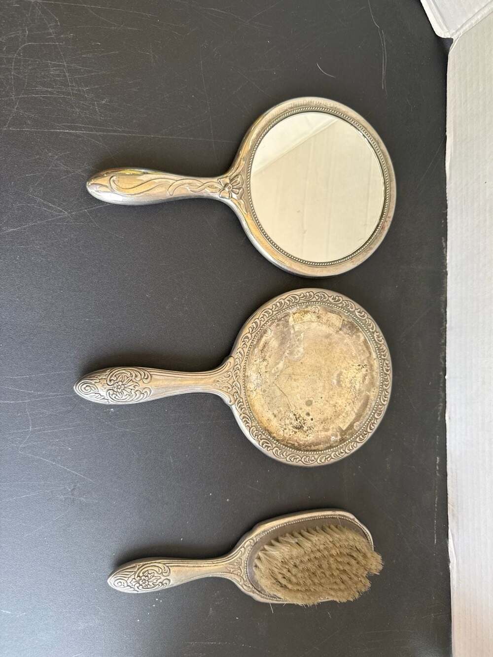 Vintage Godinger Silver Plated 3-Piece Vanity Set - 9” Hand Mirrors,